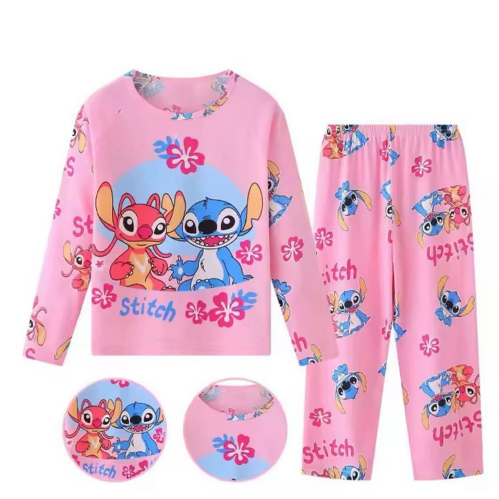 Disney Stitch Kids Pajamas - Pink,Long Sleeve Pants,Set 2 pieces